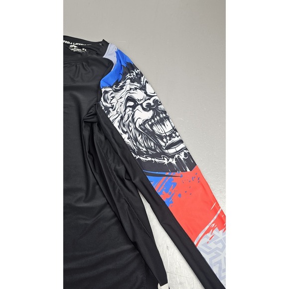 LAFROI Shirt Mens XL Black Burst Maximum Performance Rash Guard Long Sleeve - Picture 7 of 8